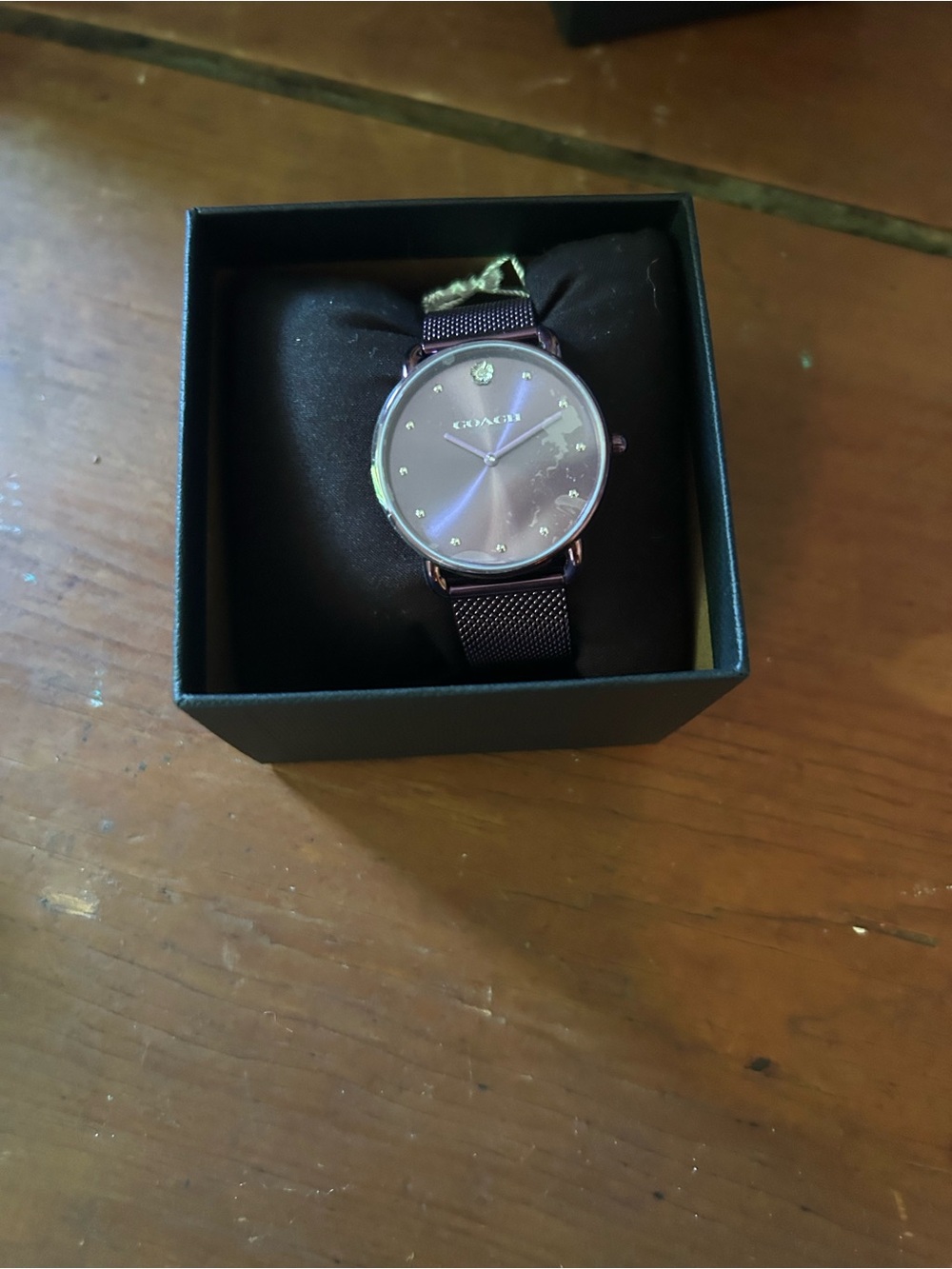 Coach Women's Purple Mesh Strap Watch with Crystal Markers